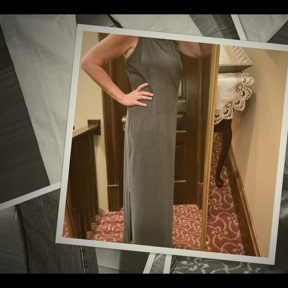 grey knit maxi dress